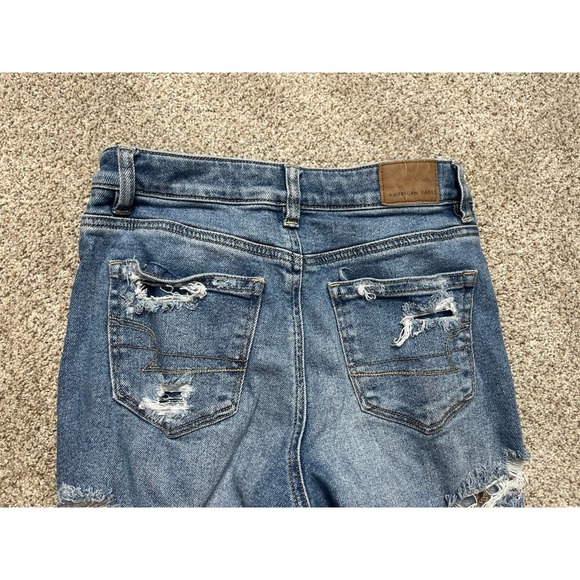 American Eagle Outfitters Womens Jeans Straight Leg Blue Distressed Denim Sz 0 - Picture 10 of 12